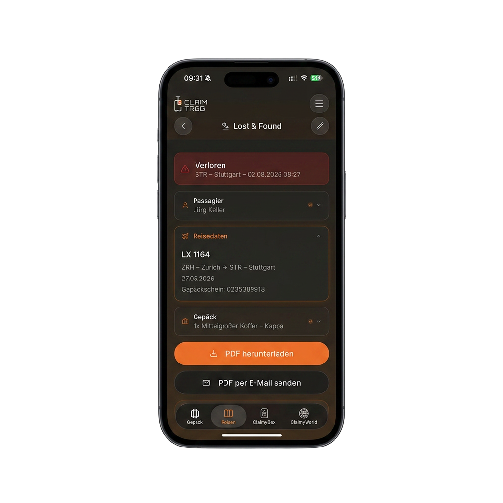 ClaimyApp Lost & Found – digitale Fundanzeige am Gepäckband